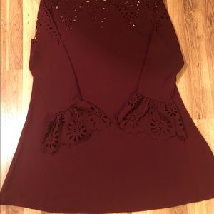 Burgundy dress with Bell sleeves